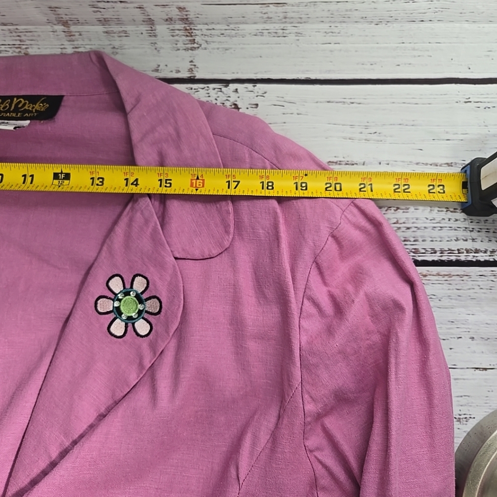 Vintage Bob Mackie Wearable Art Mauve Linen Blend Jacket Blazer 2X Embroidered - Picture 5 of 10